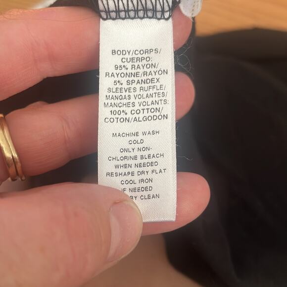 LOFT Black Ruffle Sleeveless Swing Dress - Size Small Petite - Picture 7 of 7